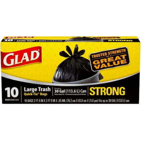 Glad Trash Quick Tie 30 gal., PK120 00079